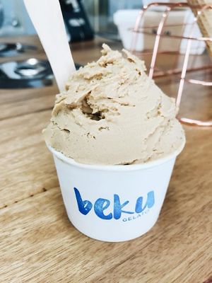 Vegan soy latte flavour at Beku Gelato in Carlton