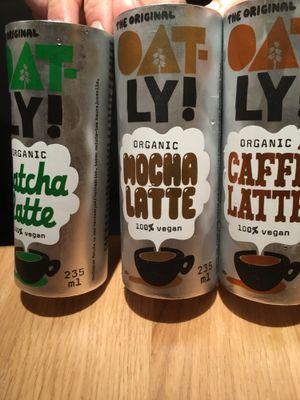 Three types of Oatly drinks at Pandan in Barcelona