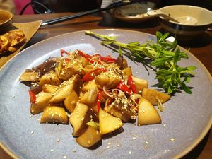 Stir fried mushrooms at Oneness Chay in Hanoi