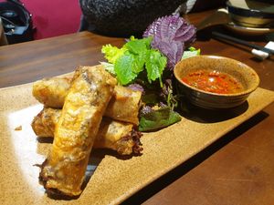 Spring rolls at Oneness Chay in Hanoi
