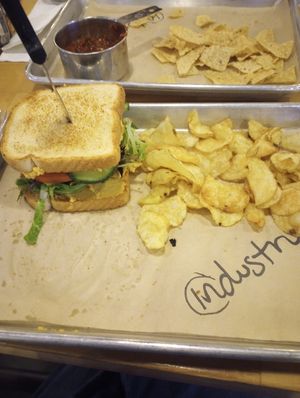 Some veggie sandwich, hummus, veggies, no feta. at Industry in San Marcos