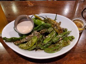 Blistered shishito peppers at Newcastle Publick House in Newcastle