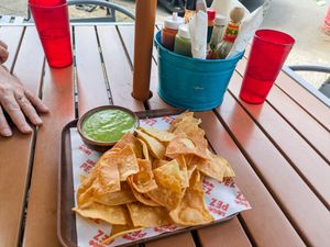 Chips and Avocado Green Salsa at Loco Pez - Fishtown at Loco Pez - Fishtown in Philadelphia