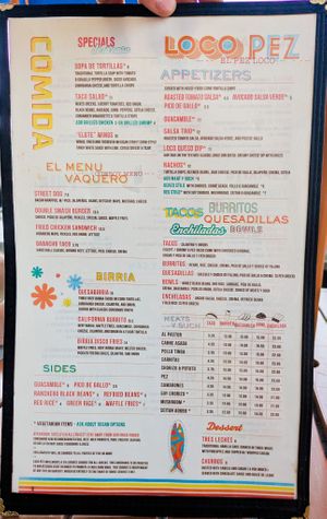 Menu page at Loco Pez - Fishtown at Loco Pez - Fishtown in Philadelphia