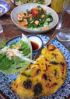 Lemongrass and Chilli Tofu and Vegan Pancake at Saigon Kingdom - Beach St in Queenstown