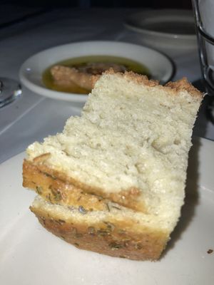 Vegan bread and tomato soup du jour at Terramia Ristorante in Boston