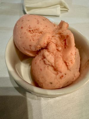 Strawberry sorbet   at Terramia Ristorante in Boston