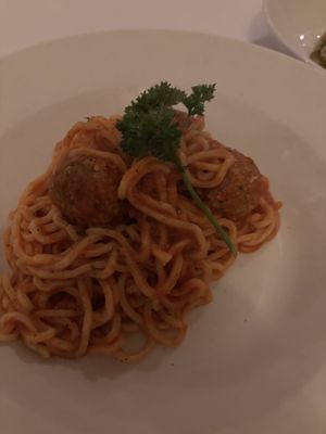 Spaghetti with vegan meatballs   at Terramia Ristorante in Boston