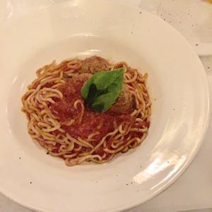 Spagetti and “meat” balls at Terramia Ristorante in Boston