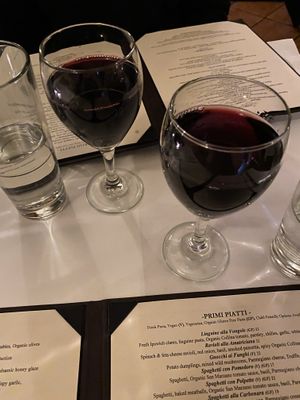 Wine and menu at Terramia Ristorante in Boston