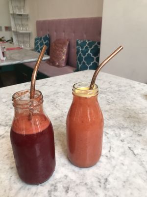 Fresh juices  at Kalifornia Kitchen in London