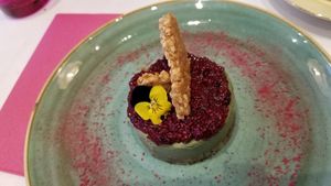 Matcha cheesecake with chia raspberry top at Kalifornia Kitchen in London