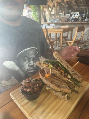 Ice Cube approved 👌🏼 mushroom and veggies sandwich  at Piyoli in Puerto Escondido