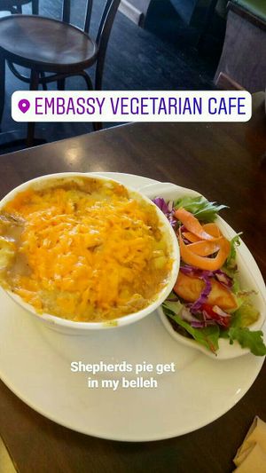 Shepherds pie at Embassy Vegetarian Cafe in Katoomba