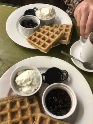 Waffles! at Embassy Vegetarian Cafe in Katoomba