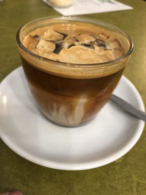Iced latte at Embassy Vegetarian Cafe in Katoomba