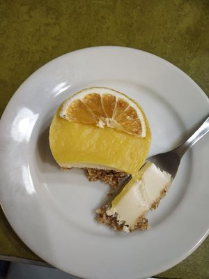 Lemon cheesecake at Embassy Vegetarian Cafe in Katoomba
