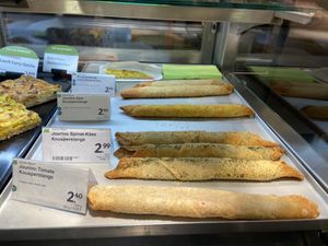 3 out of 4 of the crunchy rolls are vegan  at denn's Biomarkt - Rheinstr in Berlin