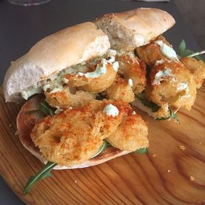 Battered ‘squid’ sandwich  at Purpura Project in Alicante