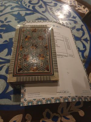 Bill delivered as an itemised print out in a mini chest. Informative and cute! at Sofra in Luxor