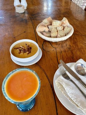 Guava juice and lentil soup   at Sofra in Luxor