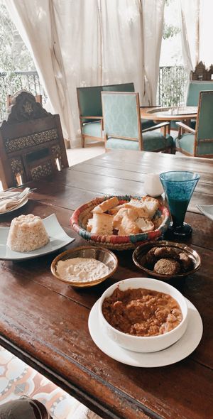 Hummus, rice, bean dish, falafel  at Sofra in Luxor
