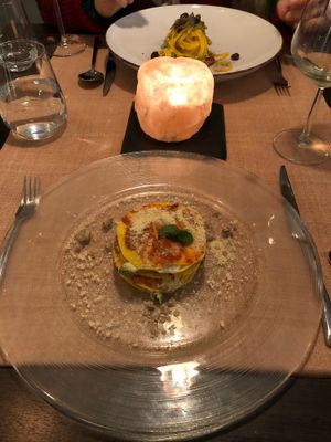 Squash stack with avocado and kimchi at Seiperdue in Rome