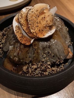 Spicy kimchi and mushrooms   at SACRO in Buenos Aires