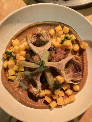 Caponata and artichokes  at SACRO in Buenos Aires