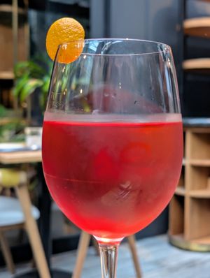 Raspberry spritz at SACRO in Buenos Aires