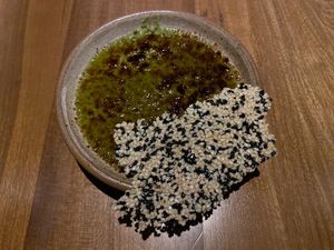 matcha crème brûlée at SACRO in Buenos Aires