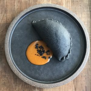 Charcoal empanada at SACRO in Buenos Aires