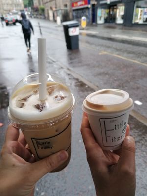 Oat milk lattes at Little Fitzroy Coffee in Edinburgh