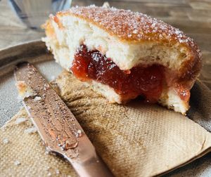 Jelly doughnut!  at Little Fitzroy Coffee in Edinburgh