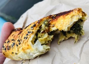 Sausage roll with spinach & chickpeas!   at Little Fitzroy Coffee in Edinburgh