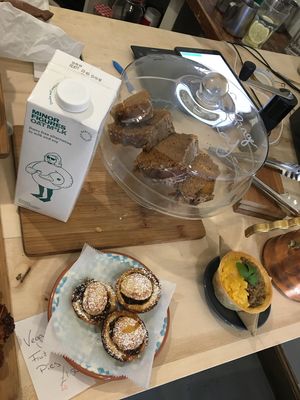 Vegan cakes and haggis pie  at Little Fitzroy Coffee in Edinburgh