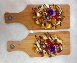 Vegan Waffles. at Knucklebone Coffee Bar in Martinborough