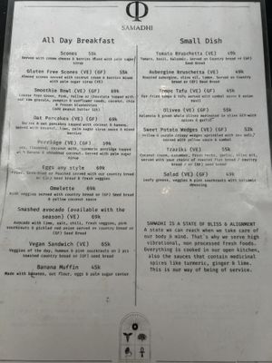 Menu  at Samadhi Living - Bliss Casa in 