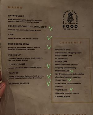 Menu - Mains/Desserts at Samadhi Living - Bliss Casa in 