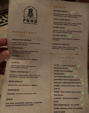 Menu - Breakfast/Bowls/Sides at Samadhi Living - Bliss Casa in 