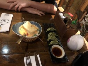 Tom ka soup w crispi tofu & dumplings w sour dip: tasty!  at Good Rice zum Elefanten in Konstanz