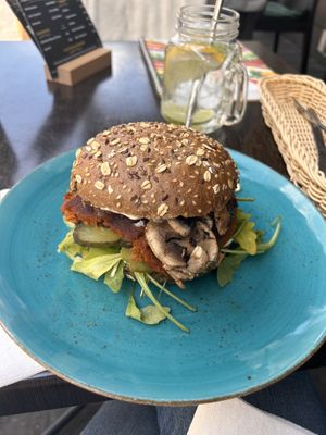 Mexican Vegan burger - very good but messy.  at Handmade in Olsztyn
