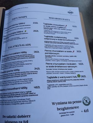 Menu at Handmade in Olsztyn