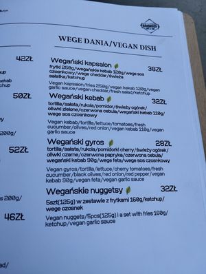 Menu at Handmade in Olsztyn