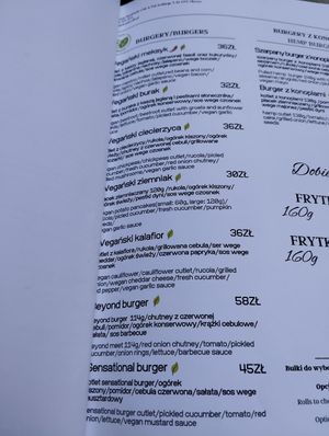 Menu at Handmade in Olsztyn