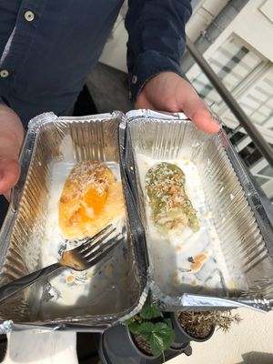 71 fried mango (left)and 70 fried banana (right) at Quan Xanh in Leipzig