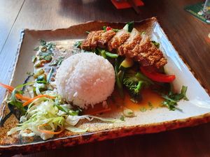 Vegane Ente mit Reis at Quan Xanh in Leipzig