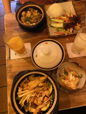 Tofu variations with rice  at Quan Xanh in Leipzig