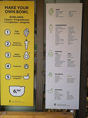 Menu at Breathe in Barcelona