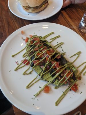 Avocado, mushroom on sourdough at Vegology in West London